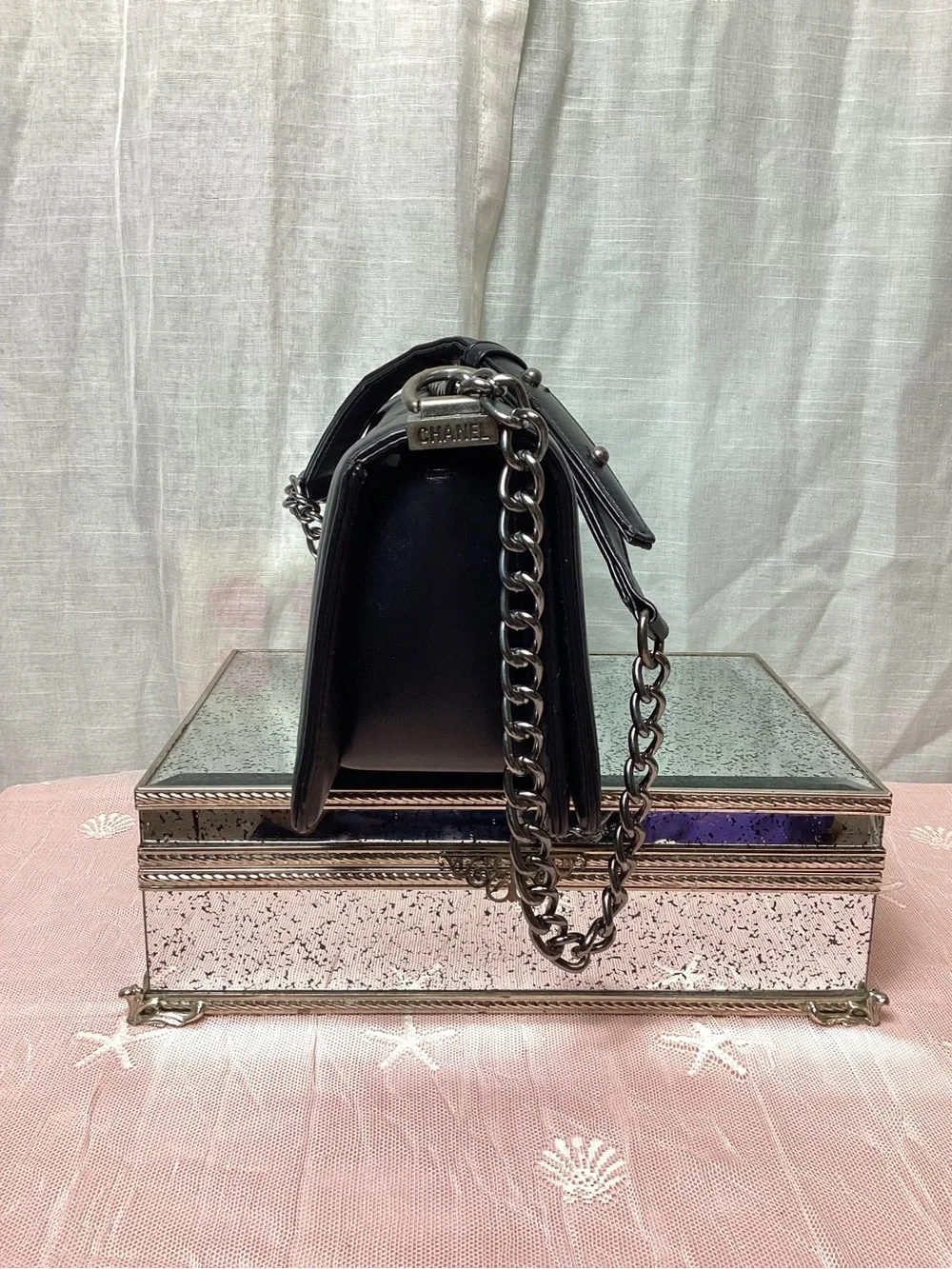 Chanel Boy Lambskin Leather Flap Bag- Black